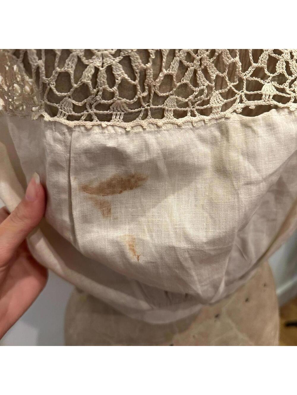 Vintage Edwardian Crochet Lace and Linen Blouse - Picture 5 of 5